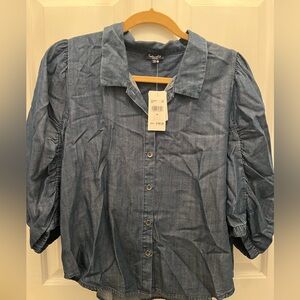 Splendid Denim Button Down with puff sleeve- Original tags!
